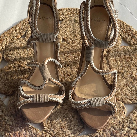 Alexander Birman Tan  suede and leather western inspired Stilleto Sandals